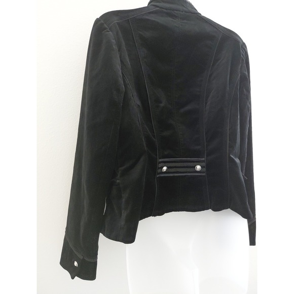 WHBM Velvet Blazer Jacket Womens 10 Black Military Luxury Goth Indy Retro Punk - Picture 7 of 15